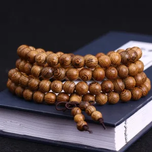 108 Beads Mala Bracelet β Wenge Wood Tibetan Buddhist Rosary Jewelry