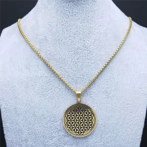 Stainless Steel Flower of Life Necklace – Sacred Geometry Jewelry