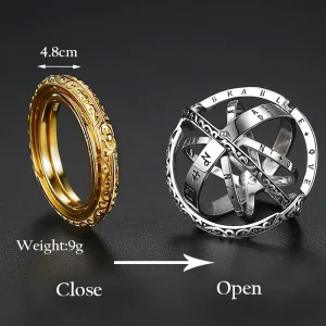 Openable Astronomical Ball Ring – Rotating Sphere Planet Ring Jewelry