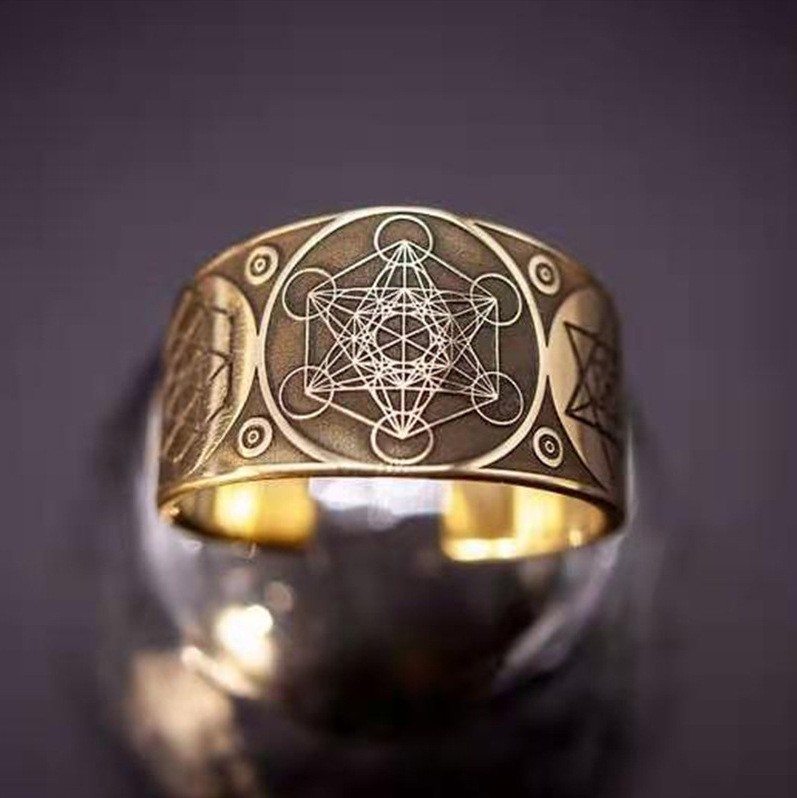 S03c2d5b9f3644244a9f5f93da3868dfeq.jpg Alloy Metatron Ring Adjustable Size Angel Signet Ring Solomon Geometric Statement Finger Rings for Women and Men Jewelry Gifts