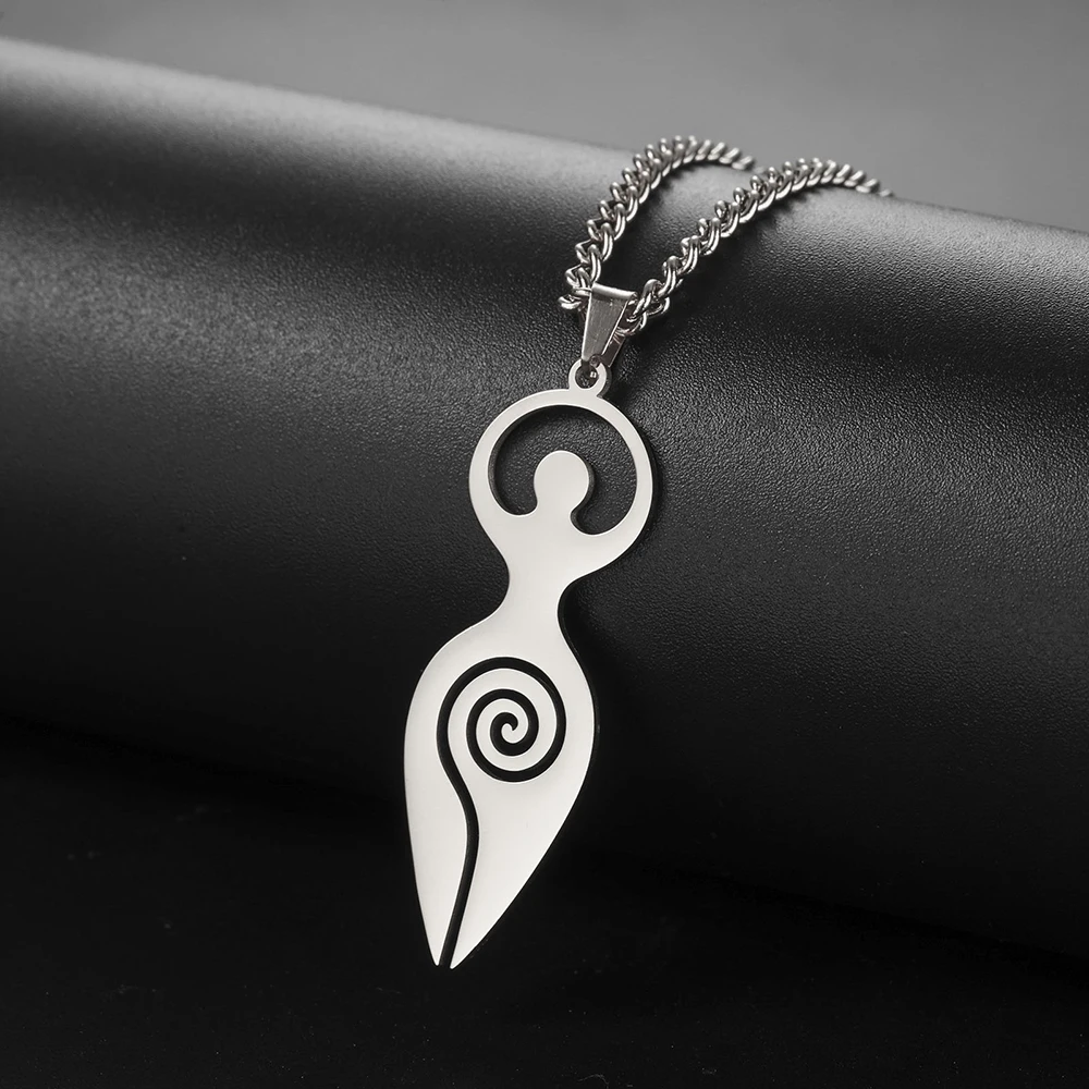 S124bb81bef2645e39976df70a50df23c8.webp Dawapara Religious Spiral Goddess of Fertility Necklace Spiritual Symbol Wiccan Pendant Stainless Steel Women Jewelry