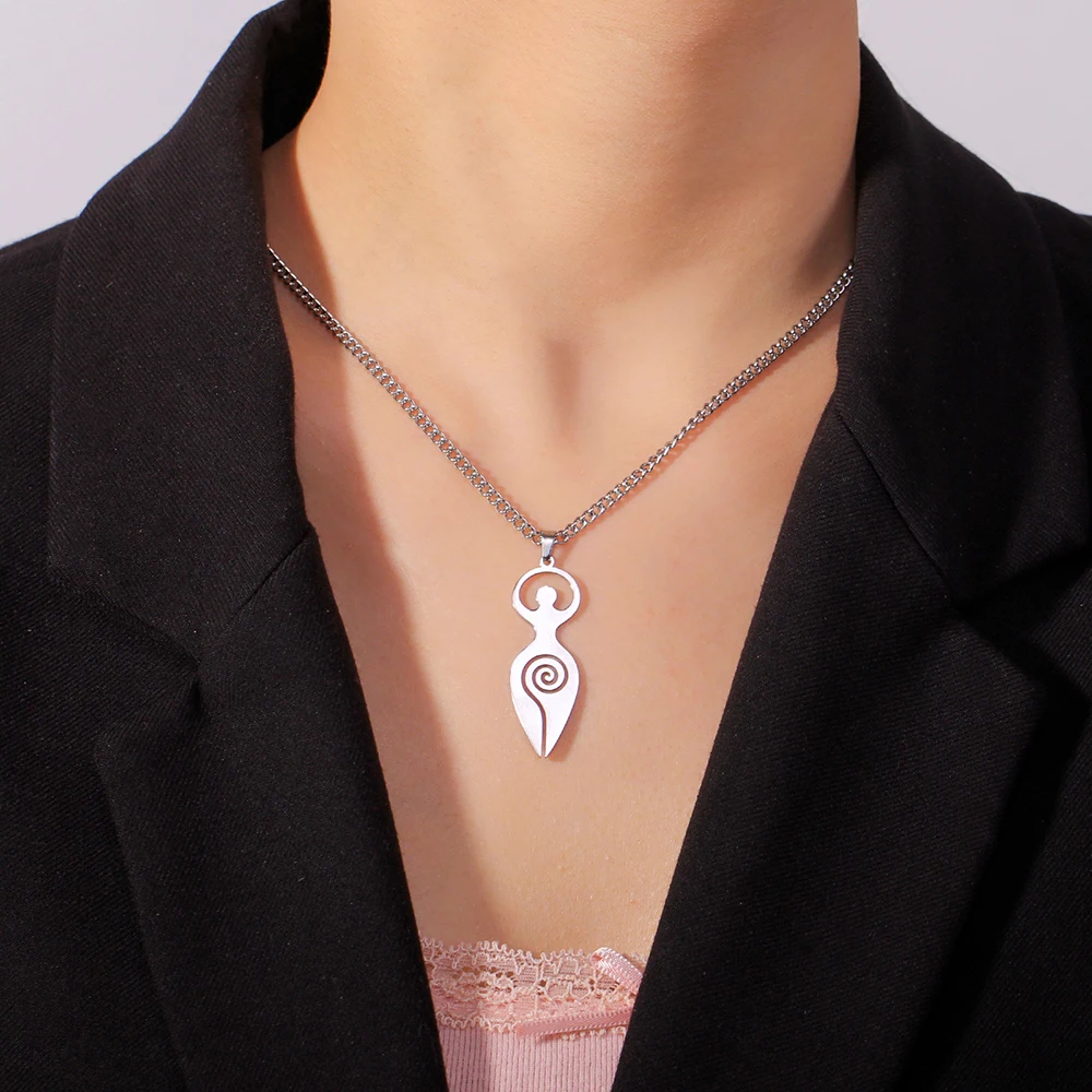 S15a1aafe60074ad88a978dbfe9aba757K.webp Dawapara Religious Spiral Goddess of Fertility Necklace Spiritual Symbol Wiccan Pendant Stainless Steel Women Jewelry
