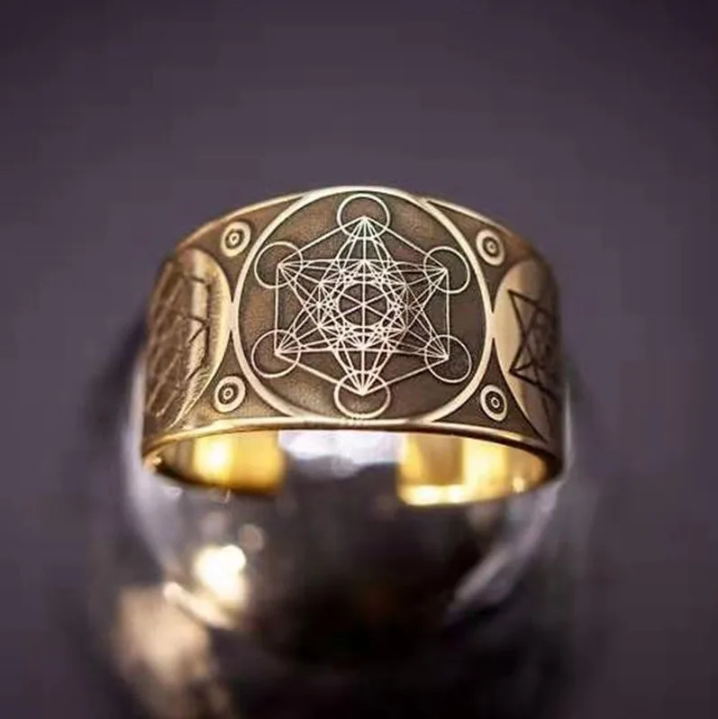 S490198fd860f439f8b841ec32310d861x.webp Alloy Metatron Ring Adjustable Size Angel Signet Ring Solomon Geometric Statement Finger Rings for Women and Men Jewelry Gifts