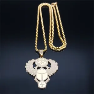 Egyptian Scarab Eye of Ra & Horus Necklace – Ankh Life Key Jewelry