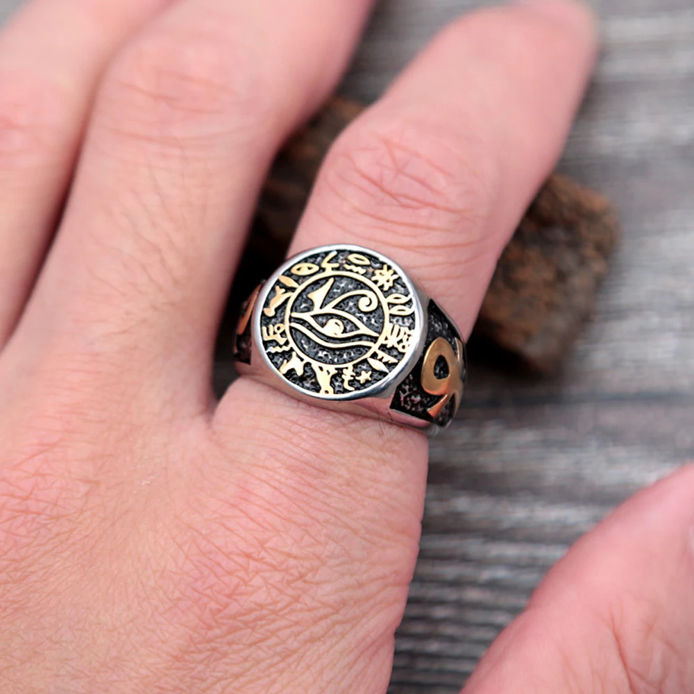 S4c429d6d7e9e47fe8eea92ca2d370824v.webp Eye of Horus Ankh Ring – Men's Vintage Stainless Steel Egyptian Jewelry