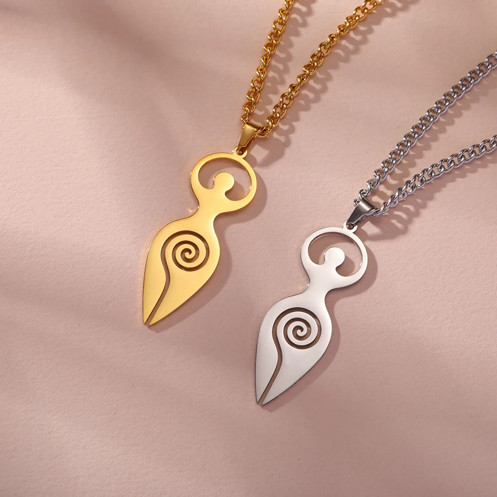 S531bf430bd8b4e389517a75a01eb1087B.webp Dawapara Religious Spiral Goddess of Fertility Necklace Spiritual Symbol Wiccan Pendant Stainless Steel Women Jewelry