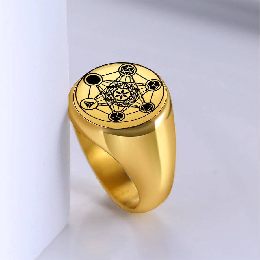 S58451a2b9c354ca2b48a6e31fdc3524cg.webp Dreamtimes Archangel Metatron Angel of Life Seal Solomon Ring Men's Talisman Sacred Geometry Stainless Steel Rings Jewelry Gifts