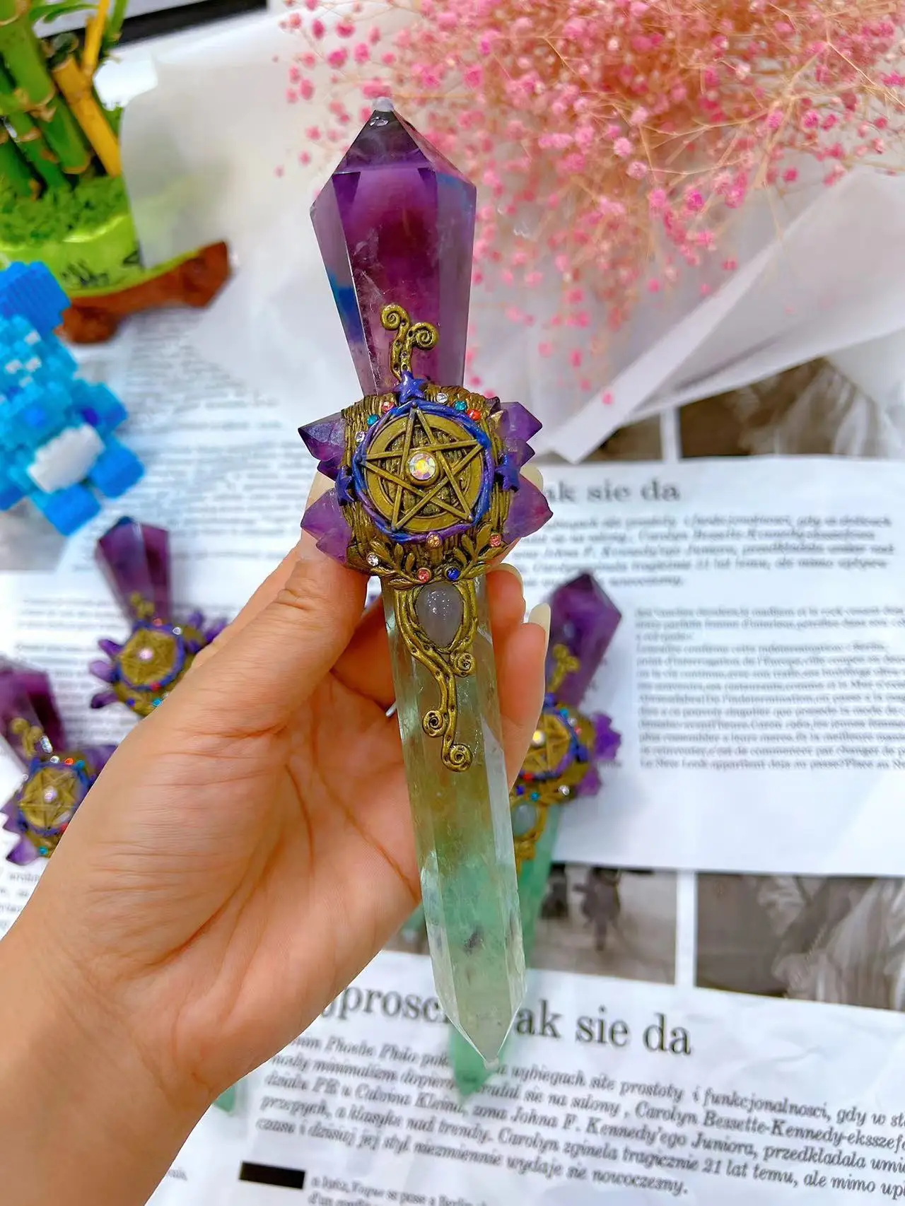 S58b022cdd30c48b18de7da1d2e49fdc9s.webp Handmade Crystal Magic Wand – Healing Spiritual Witchcraft Magic Stick