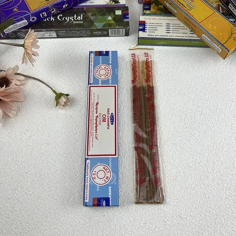 S593def14c0cd4aa299e43e37523829b6W.webp 12box/6box Satya India Stick Incenses White Sage Sandalwood Palo Santo Peruvian Sacred Wood Aromatherapy Home Incense NAG Champa