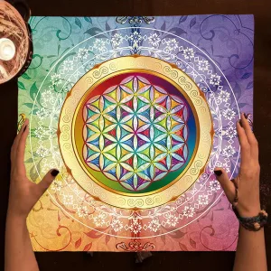 Mandala Flower of Life Altar Cloth Tarot Table Cloth Colorful  Tarot Table Cover For Witchcraft Astrology Oracle Card Readings