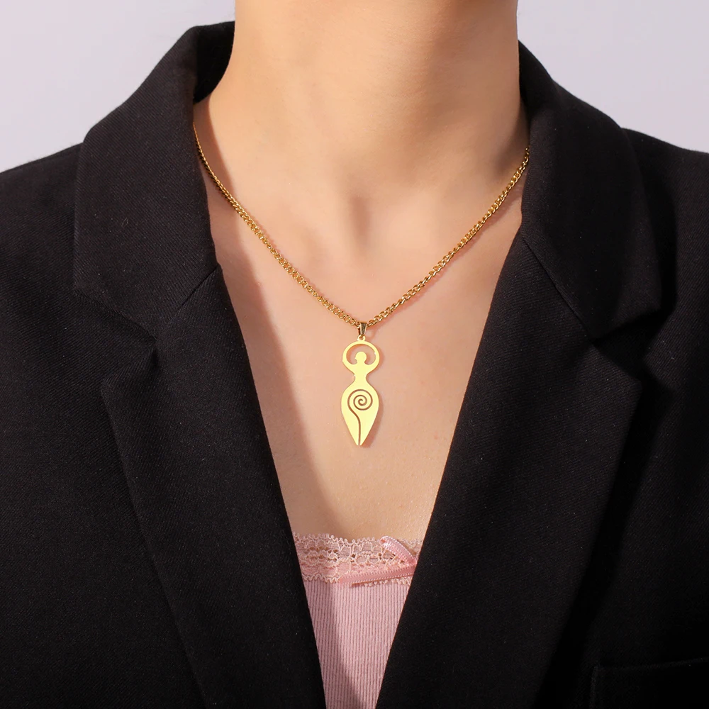 S5fcbc37ad1a041baa033daa2cc17587b2.webp Dawapara Religious Spiral Goddess of Fertility Necklace Spiritual Symbol Wiccan Pendant Stainless Steel Women Jewelry