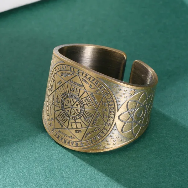 Seal of 7 Archangels Protection Ring – Metatron Cube Amulet Jewelry