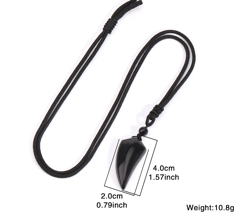 S72e7fb2197d5491a8db74336dcf3c454M.webp Natural Stone Wolf Shark Tooth Pendant Necklace for Man Men Amethyst Tiger eye Crystal Black Obsidian Labradorite Halloween H247