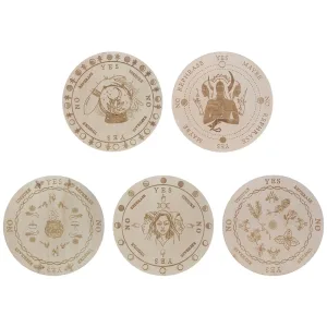 Wooden Pendulum Board with Moon Star Divination Energy Carven Plate Healing Meditation Board Ornaments Metaphysical Altar
