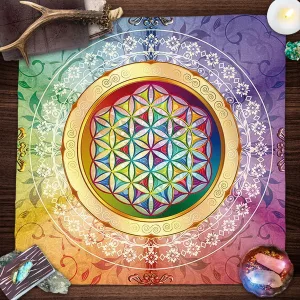 Mandala Flower of Life Altar Cloth Tarot Table Cloth Colorful  Tarot Table Cover For Witchcraft Astrology Oracle Card Readings