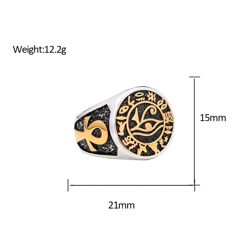 Sab9b584611cf4b45835ad9d1d4609424Y.webp Vintage Unique Egyptian Eye of Horus Rings Punk Stainless Steel Ankh Cross Ring for Men Women Amulet Jewelry Gifts Wholesale