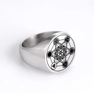 Dreamtimes Archangel Metatron Angel of Life Seal Solomon Ring Men's Talisman Sacred Geometry Stainless Steel Rings Jewelry Gifts