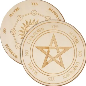 Wooden Pendulum Board with Moon Star Divination Energy Carven Plate Healing Meditation Board Ornaments Metaphysical Altar