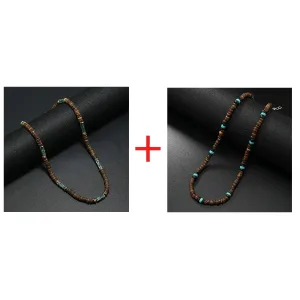 Men's Tiger Eye Stone Beaded Necklace – Wave Stitching Design