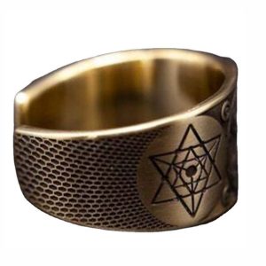 Alloy Metatron Ring Adjustable Size Angel Signet Ring Solomon Geometric Statement Finger Rings for Women and Men Jewelry Gifts