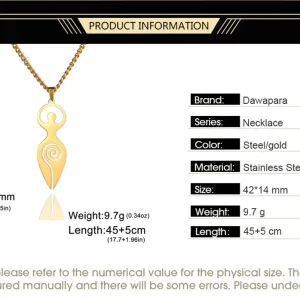 Dawapara Religious Spiral Goddess of Fertility Necklace Spiritual Symbol Wiccan Pendant Stainless Steel Women Jewelry