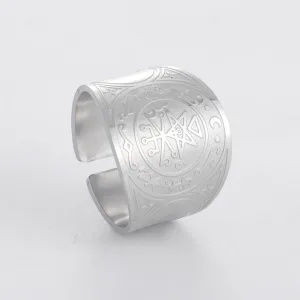 Seal of 7 Archangels Protection Ring – Metatron Cube Amulet Jewelry