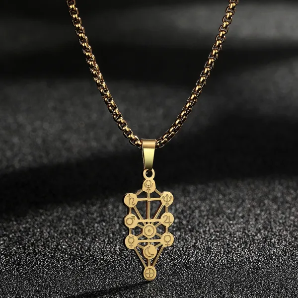 Kinitial Zodiac Tarot Pendant Necklace – Sacred Geometry Amulet Jewelry