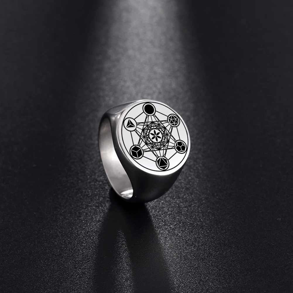 Sf2ed933874ce4a8786a972cd14d53cf1r.webp Dreamtimes Archangel Metatron Angel of Life Seal Solomon Ring Men's Talisman Sacred Geometry Stainless Steel Rings Jewelry Gifts